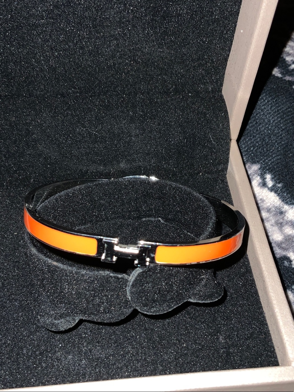 Orange Enamel Hinge Cuff Bracelet - Unbranded